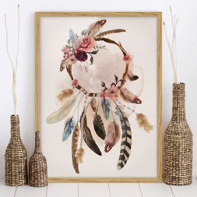 Decoración cocina Dream Catcher With Roses And Feathers