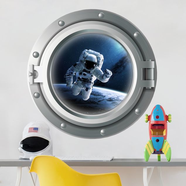 Vinilo espacio 3D porthole - astronaut in space