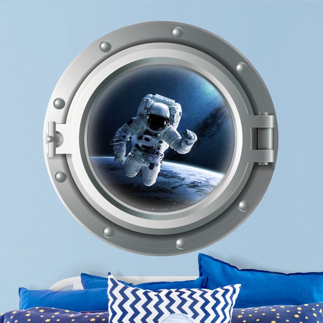 Decoración habitación infantil 3D porthole - astronaut in space