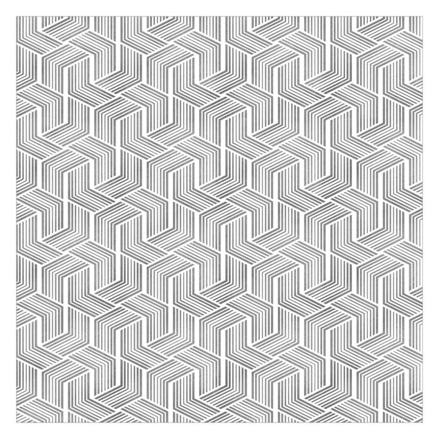 Papel pintado gris 3D Pattern With Stripes In Silver