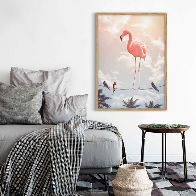 Pósters enmarcados de cuadros famosos Sky With Flamingo