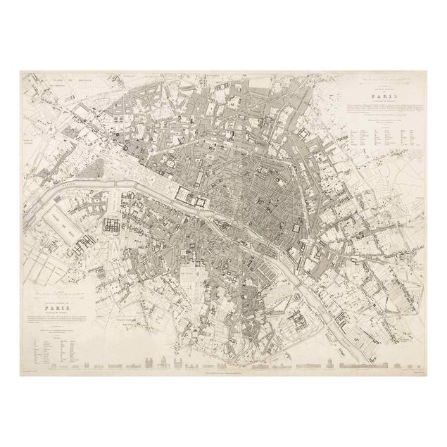 Cuadros arquitectura Vintage Map Paris