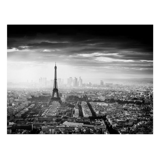 Lienzos en blanco y negro The Eiffel Tower From Above Black And White
