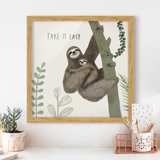 Pósters enmarcados con frases Sloth Sayings - Easy