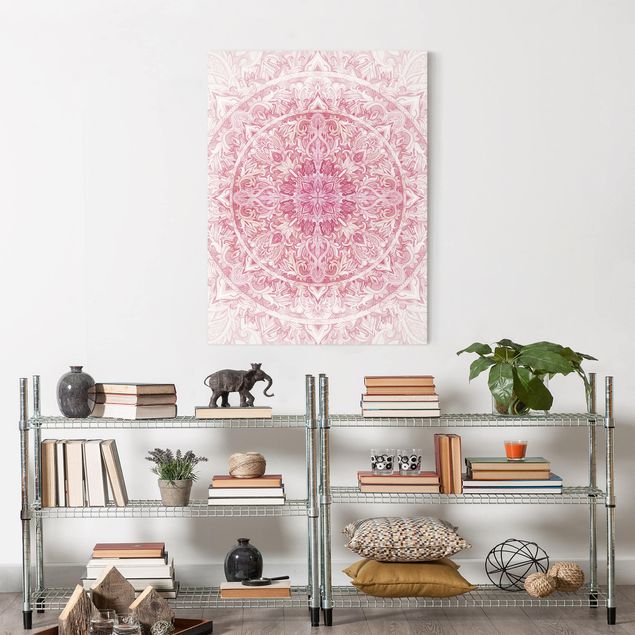 Lienzos de patrones Mandala WaterColours Sun Ornament Light Pink