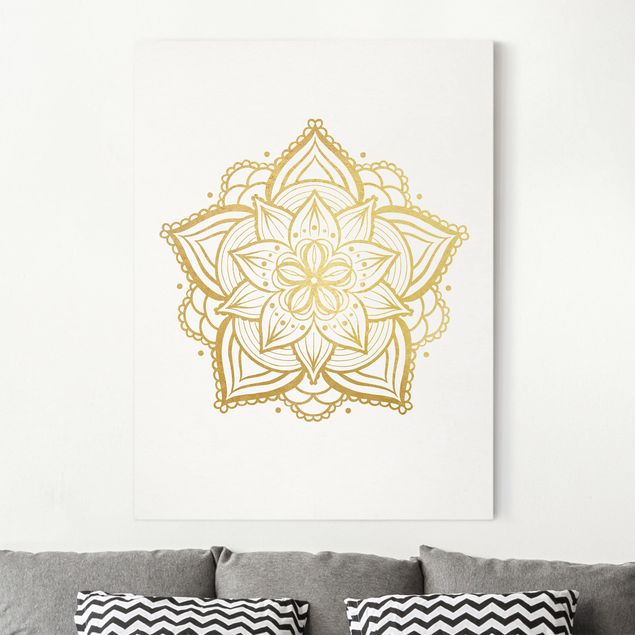 Decoración cocina Mandala Flower Illustration White Gold
