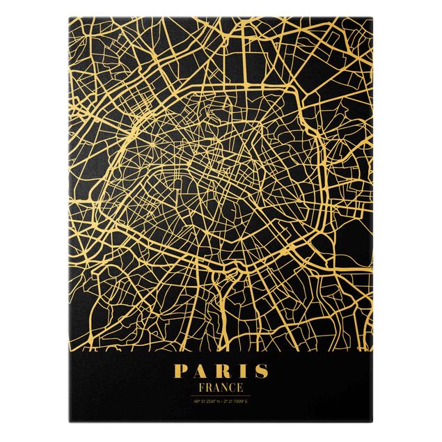 Cuadro negro Paris City Map - Classic Black