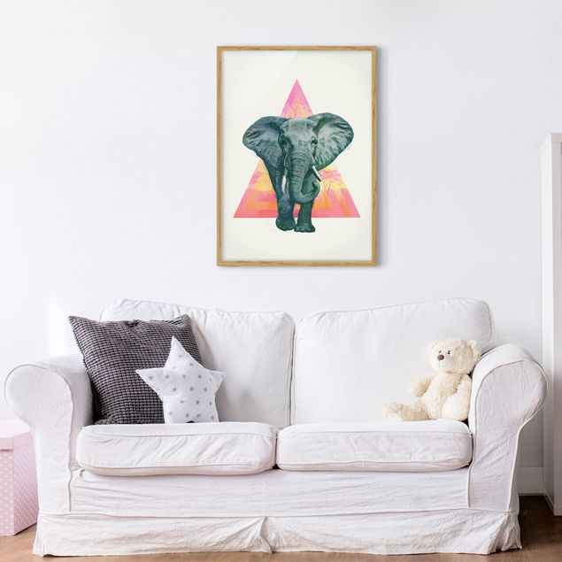 Pósters enmarcados de animales Illustration Elephant Front Triangle Painting
