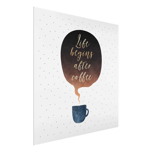 Cuadros de cristal frases Life Begins After Coffee Dots