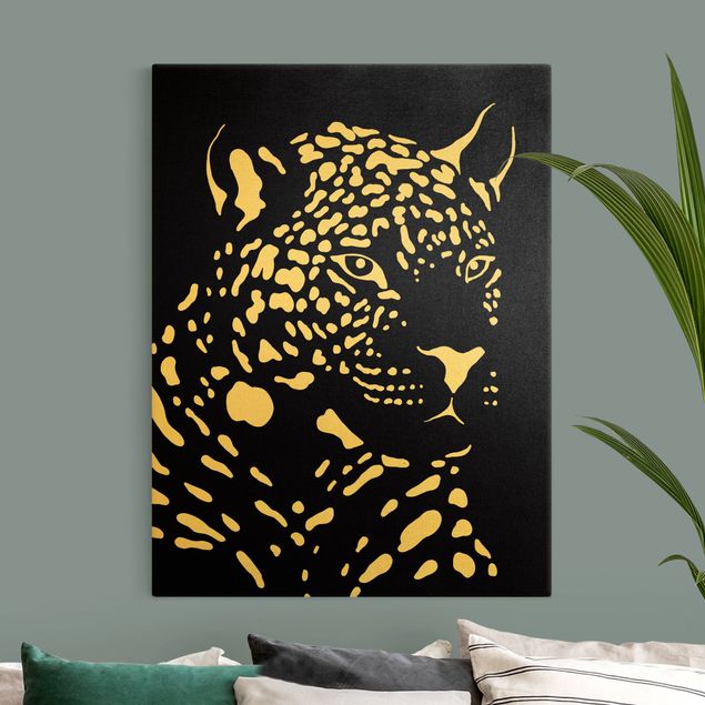 Cuadros modernos y elegantes Safari Animals - Portrait Leopard Black