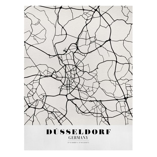 Cuadros a blanco y negro Dusseldorf City Map - Classic