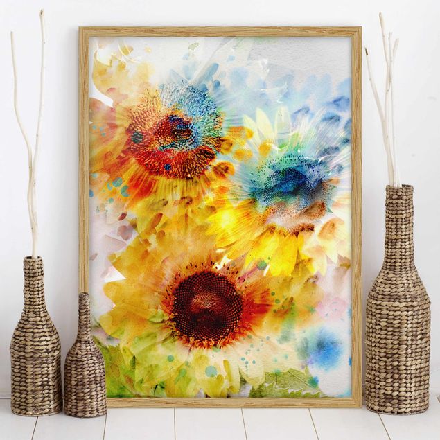 Cuadro de los girasoles Watercolour Flowers Sunflowers