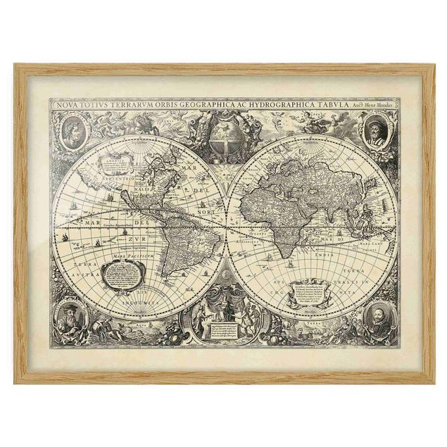 Cuadros mapamundi Vintage World Map Antique Illustration