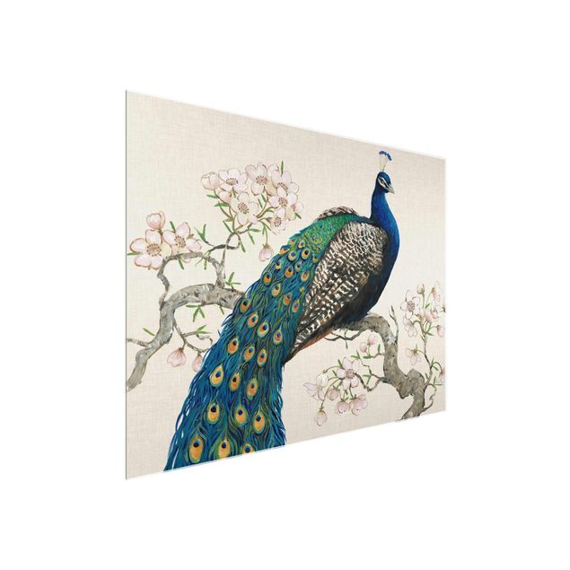 Decoración de cocinas Vintage Peacock With Cherry Blossoms