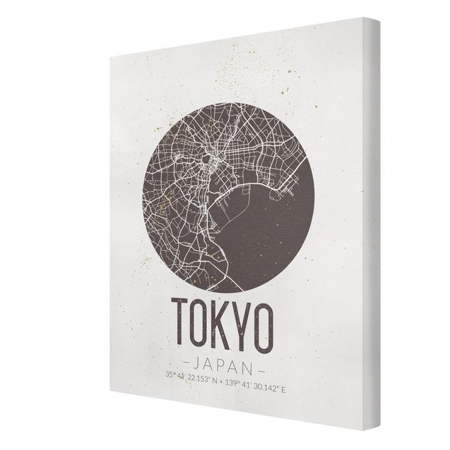 Cuadro de mapamundi Tokyo City Map - Retro