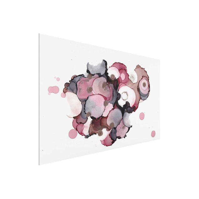 Cuadros abstractos modernos Pink Beige Drops With Pink Gold