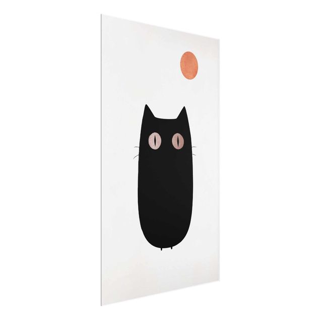 Cuadros de cristal animales Black Cat Illustration