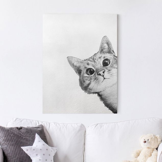 Láminas de cuadros famosos Illustration Cat Drawing Black And White