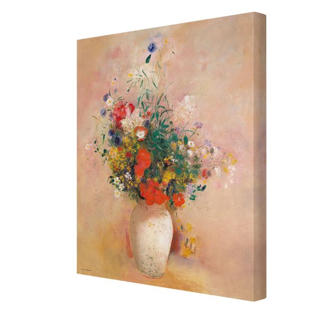Cuadros de plantas naturales Odilon Redon - Vase With Flowers (Rose-Colored Background)
