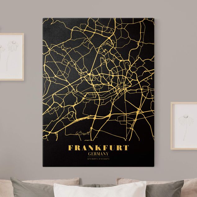 Cuadro de mapamundi Frankfurt City City Map - Classic Black