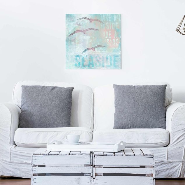 Cuadros de cristal frases Shabby Chic Collage - Seagulls