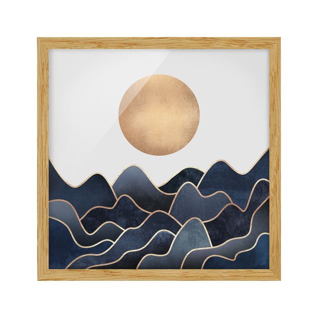 Pósters enmarcados de paisajes Golden Sun Blue Waves