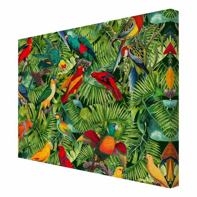 Cuadros flores Colourful Collage - Parrots In The Jungle