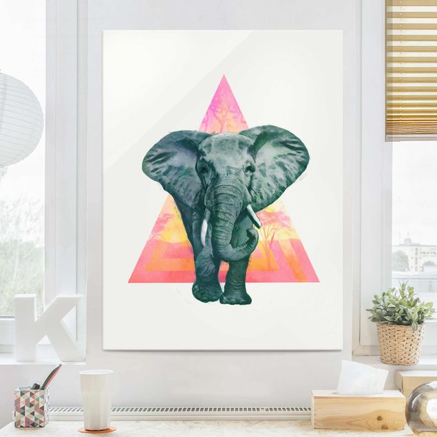 Cuadros decorativos Illustration Elephant Front Triangle Painting