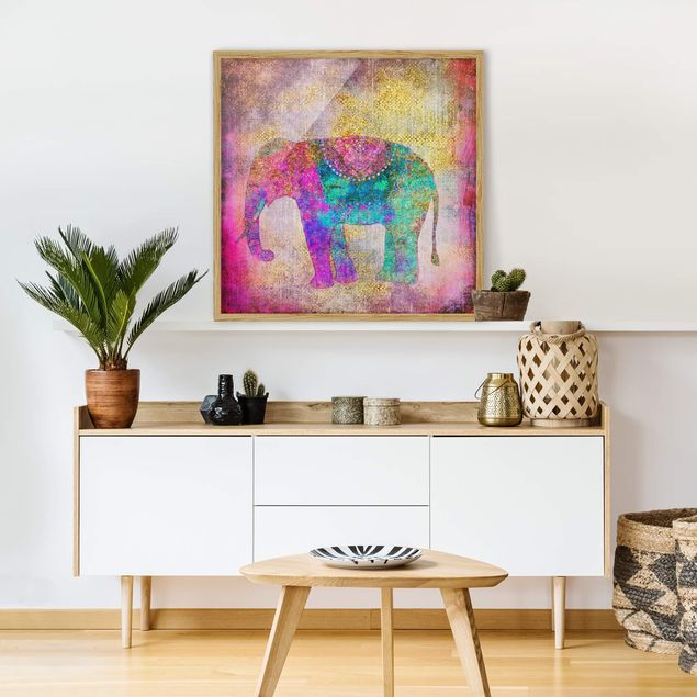 Cuadros elefantes Colourful Collage - Indian Elephant