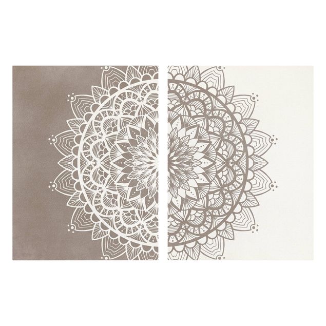 Cuadros modernos Mandala Illustration Shabby Set Beige White