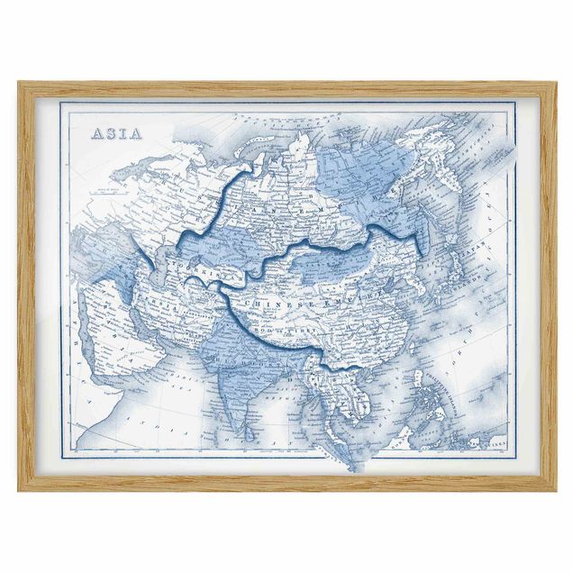 Cuadros mapamundi Map In Blue Tones - Asia