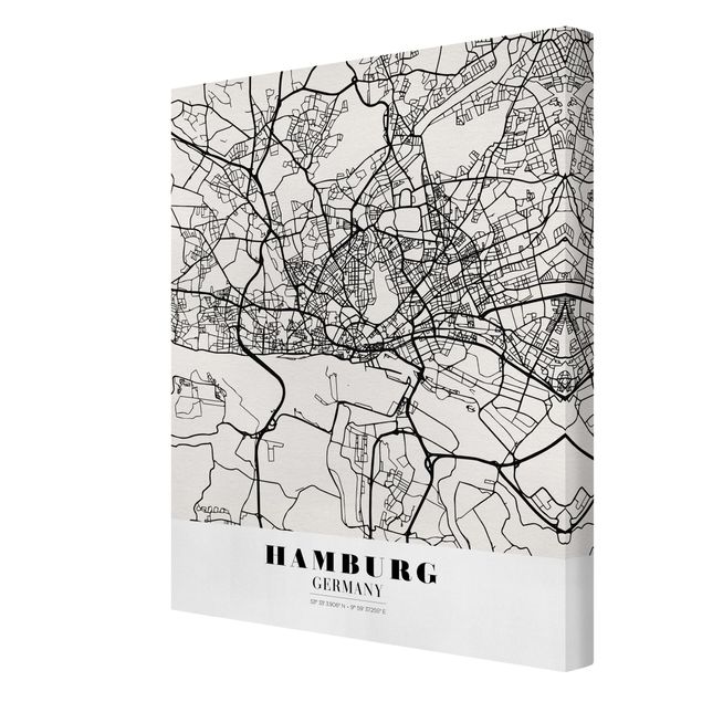 Cuadros a blanco y negro Hamburg City Map - Classic