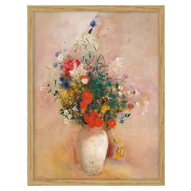 Estilos artísticos Odilon Redon - Vase With Flowers (Rose-Colored Background)
