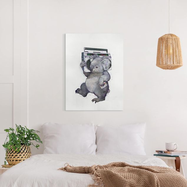 Decoración de cocinas Illustration Koala With Radio Painting