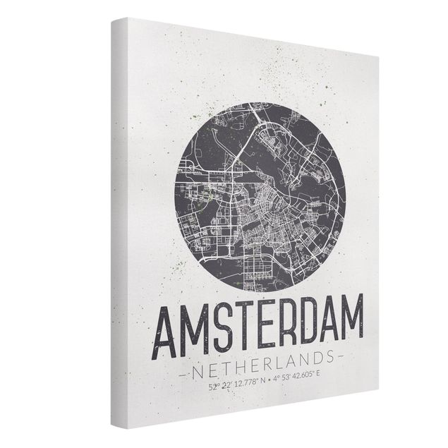 Cuadro mapa del mundo Amsterdam City Map - Retro