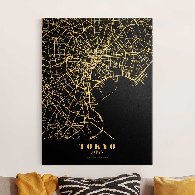 Cuadros asiaticos Tokyo City Map - Classic Black