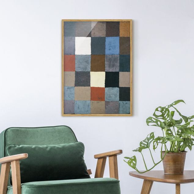 Pósters enmarcados de cuadros famosos Paul Klee - Color Chart (on Gray)
