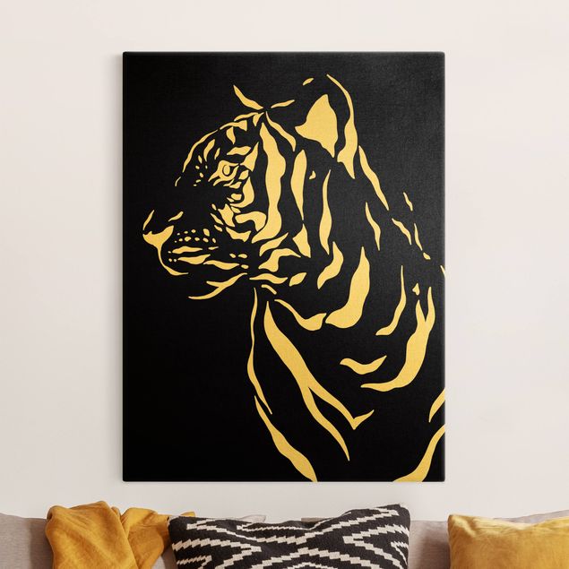 Lienzos de tigres Safari Animals - Portrait Tiger Black