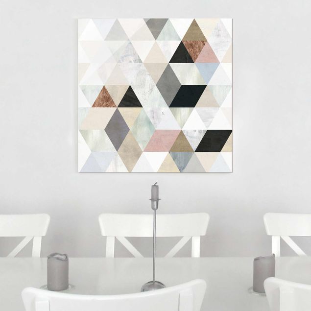 Cuadros modernos y elegantes Watercolour Mosaic With Triangles I