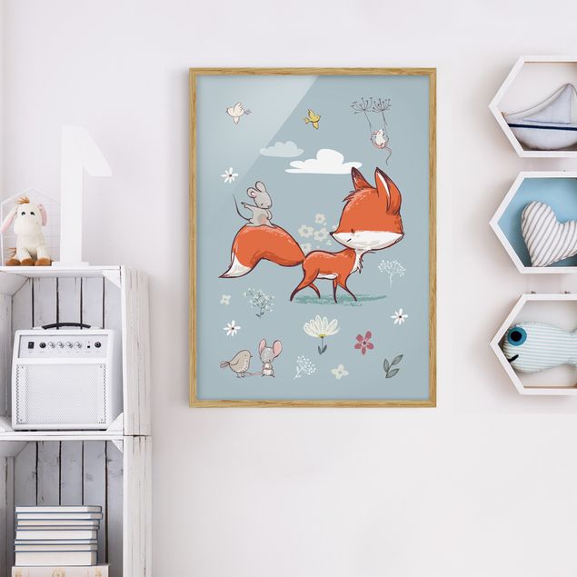 Decoración infantil pared Fox And Mouse On The Move