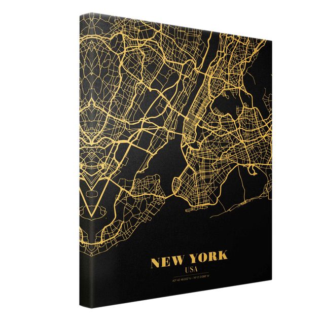 Cuadros modernos blanco y negro New York City Map - Classic Black