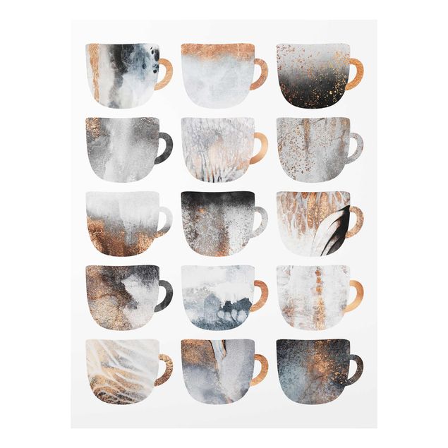 Cuadros decorativos modernos Grey Coffee Mugs With Gold