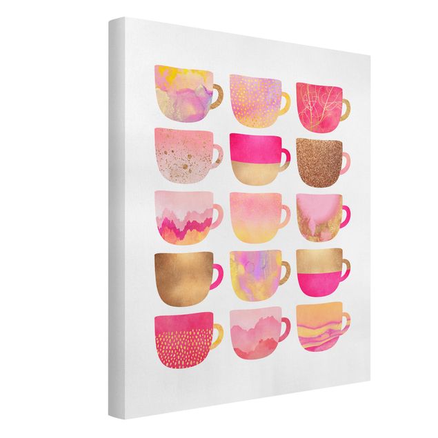 Lienzos de cuadros famosos Golden Mugs With Light Pink
