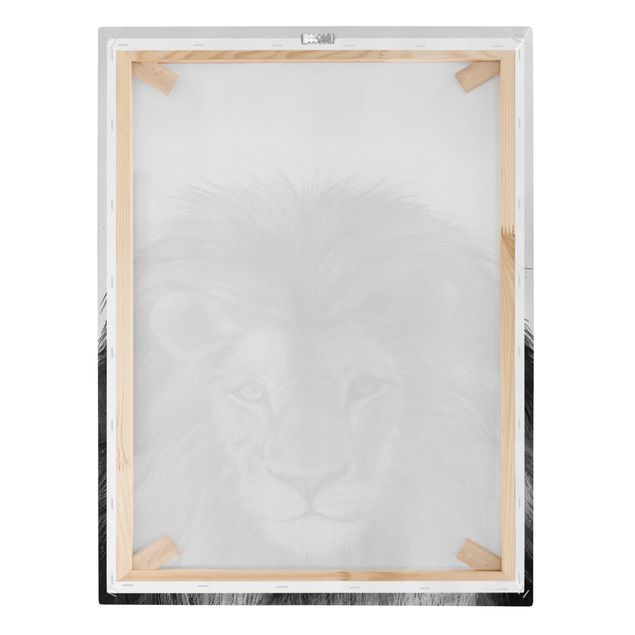 Láminas de cuadros famosos Illustration Lion Monochrome Painting