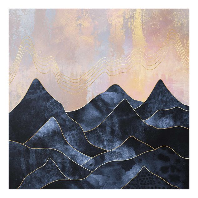 Cuadros de cristal abstractos Golden Dawn Over Mountains