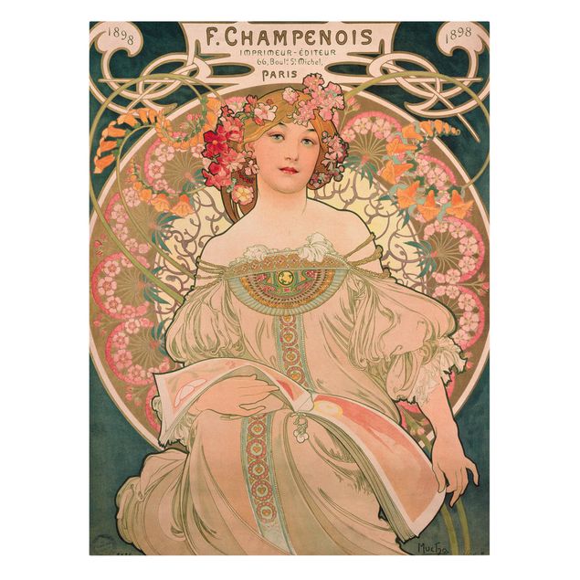 Lienzos de flores Alfons Mucha - Poster For F. Champenois