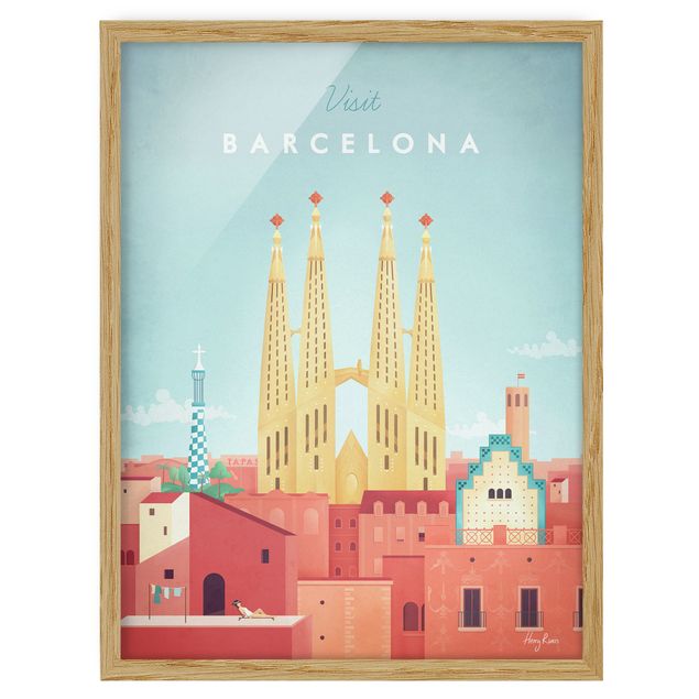 Pósters enmarcados vintage Travel Poster - Barcelona