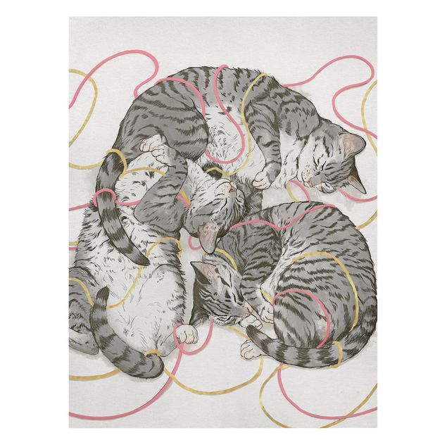 Lienzos de cuadros famosos Illustration Grey Cat Painting