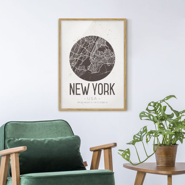 Cuadros Nueva York New York City Map - Retro