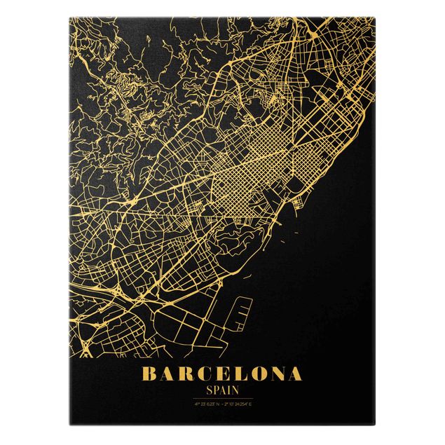 Cuadros Barcelona City Map - Classic Black